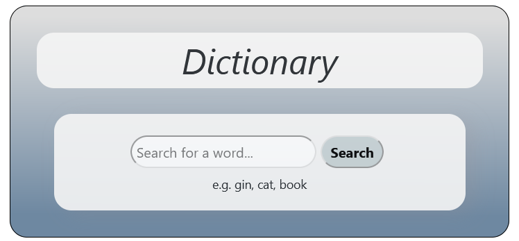 Screenshot of dictionary project